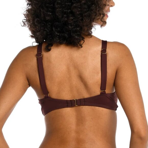 La Blanca Island Goddess Underwire Twist Front Bikini Top Brown Size 6/S NWT - Picture 2 of 6